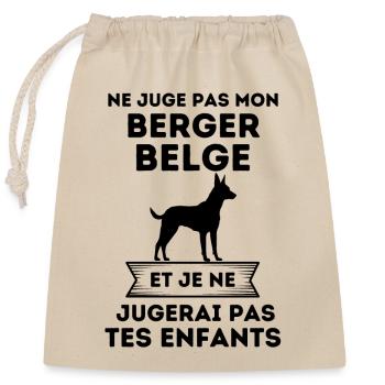ne juge pas mon berger belge malinois 2 - Sac cadeau en coton avec cordon (25 x 30 cm) - nature - Devant