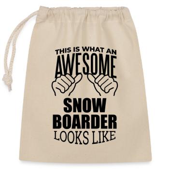 Snowboarding - Closable cotton gift bag (25x30cm) - nature - Front