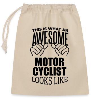 Motorradfahrer - Verschließbarer Geschenkbeutel aus Baumwolle (25x30cm) - Natur - Vorne