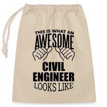 Ingénieur civil - Sac cadeau en coton avec cordon (25 x 30 cm) - nature - Devant