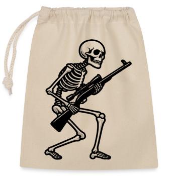 skeleton with sniper rifle - Closable cotton gift bag (25x30cm) - nature - Front