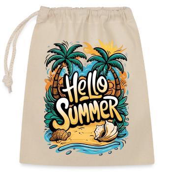 Tropisches Sommerstrand-Design - Verschließbarer Geschenkbeutel aus Baumwolle (25x30cm) - Natur - Vorne