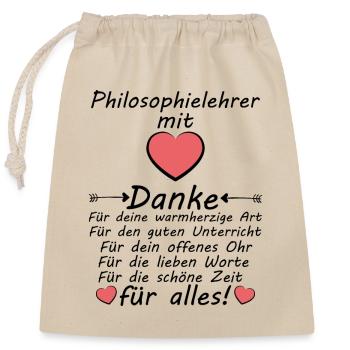 Philosophie Lehrer Danke sagen zum Abschied - Verschließbarer Geschenkbeutel aus Baumwolle (25x30cm) - Natur - Vorne