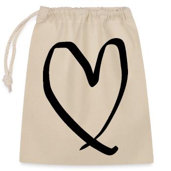Drawn Heart Valentine's Day Gift - Closable cotton gift bag (25x30cm) - nature - Front