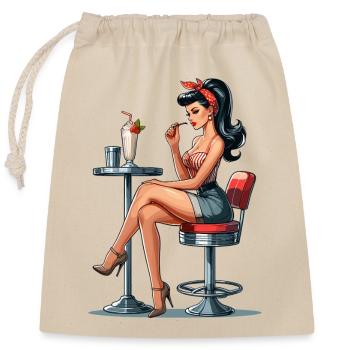 Milchshake Rockabilly Pin Up Geschenk - Verschließbarer Geschenkbeutel aus Baumwolle (25x30cm) - Natur - Vorne