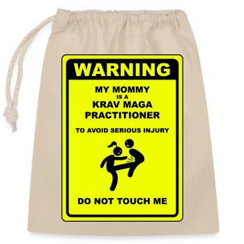Warnung! Mama macht Krav Maga! - Verschließbarer Geschenkbeutel aus Baumwolle (25x30cm) - Natur - Vorne