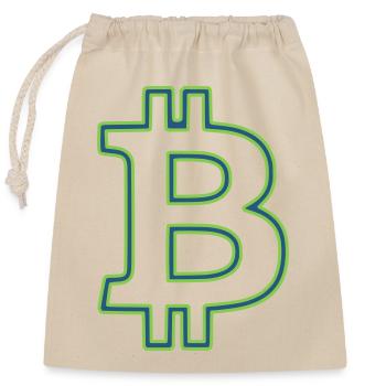 Bitcoin Logo Outline Neon Minimalistisch - Verschließbarer Geschenkbeutel aus Baumwolle (25x30cm) - Natur - Vorne
