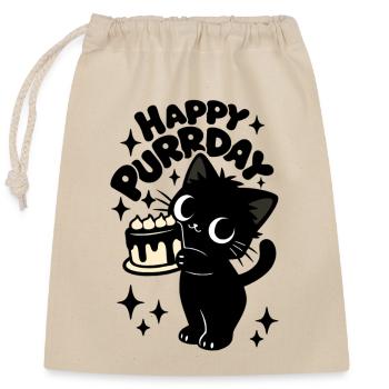 Kitchen Theft Cat | Cute Birthday Cats Motif - Closable cotton gift bag (25x30cm) - nature - Front