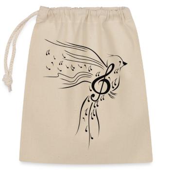 Oiseau de musique - Sac cadeau en coton avec cordon (25 x 30 cm) - nature - Devant