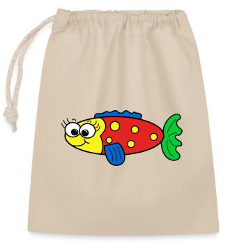 Fish - Closable cotton gift bag (25x30cm) - nature - Front