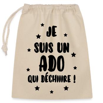 adolescent / enfant / ado / adolescente - Sac cadeau en coton avec cordon (25 x 30 cm) - nature - Devant