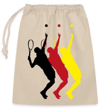 Tennis players taking out the ball - Closable cotton gift bag (25x30cm) - nature - Front