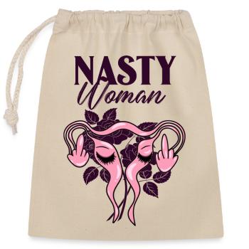 Feministin Rosa fuck off Uterus - Verschließbarer Geschenkbeutel aus Baumwolle (25x30cm) - Natur - Vorne
