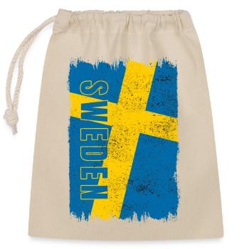 Schweden Flagge - Verschließbarer Geschenkbeutel aus Baumwolle (25x30cm) - Natur - Vorne