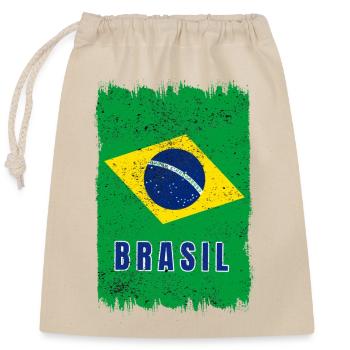 drapeau du Brésil - Sac cadeau en coton avec cordon (25 x 30 cm) - nature - Devant