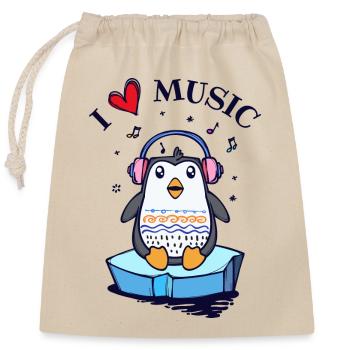 Seevogel Cool Herz PinguinTier Statement - Verschließbarer Geschenkbeutel aus Baumwolle (25x30cm) - Natur - Vorne