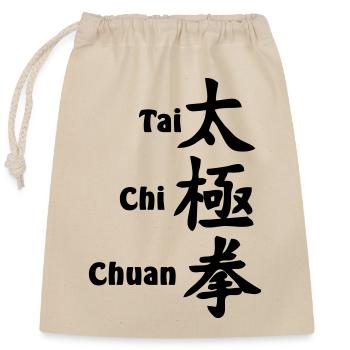 tai ji quan script vertical with text - Closable cotton gift bag (25x30cm) - nature - Front