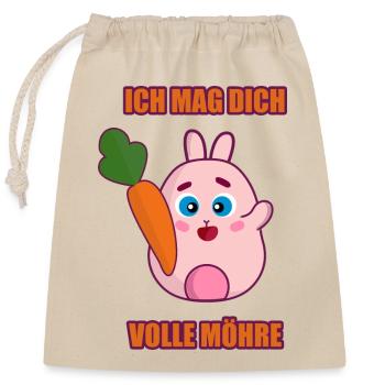 Hase -ICH MAG DICH VOLLE MÖHRE - Verschließbarer Geschenkbeutel aus Baumwolle (25x30cm) - Natur - Vorne
