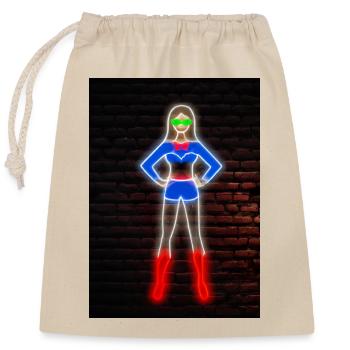 Superhelden Neon - Verschließbarer Geschenkbeutel aus Baumwolle (25x30cm) - Natur - Vorne