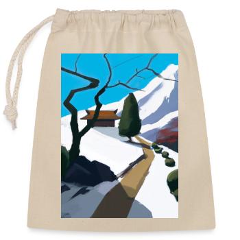 Pfad zu einem Berg - Verschließbarer Geschenkbeutel aus Baumwolle (25x30cm) - Natur - Vorne