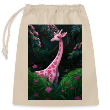 Rosa Giraffe - Verschließbarer Geschenkbeutel aus Baumwolle (25x30cm) - Natur - Vorne