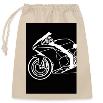 Umriss Motorrad - Verschließbarer Geschenkbeutel aus Baumwolle (25x30cm) - Natur - Vorne