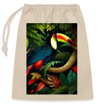 Dschungel-Tukan - Verschließbarer Geschenkbeutel aus Baumwolle (25x30cm) - Natur - Vorne