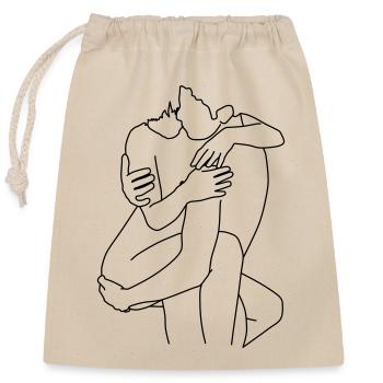 Pair 2 - Closable cotton gift bag (25x30cm) - nature - Front