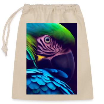 Buntes Vogelgesicht - Verschließbarer Geschenkbeutel aus Baumwolle (25x30cm) - Natur - Vorne