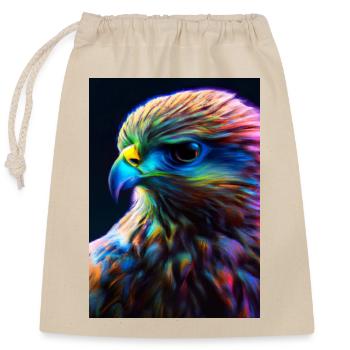 Buntes Vogelgesicht - Verschließbarer Geschenkbeutel aus Baumwolle (25x30cm) - Natur - Vorne