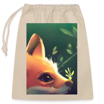 Niedliche Fuchs-Malerei - Verschließbarer Geschenkbeutel aus Baumwolle (25x30cm) - Natur - Vorne