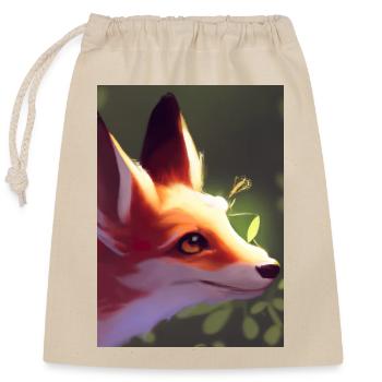 Niedliche Fuchs-Malerei - Verschließbarer Geschenkbeutel aus Baumwolle (25x30cm) - Natur - Vorne
