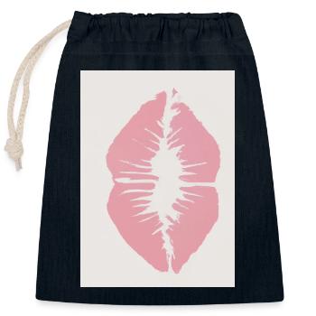 Rosa Lippen - Verschließbarer Geschenkbeutel aus Baumwolle (25x30cm) - Navy - Vorne