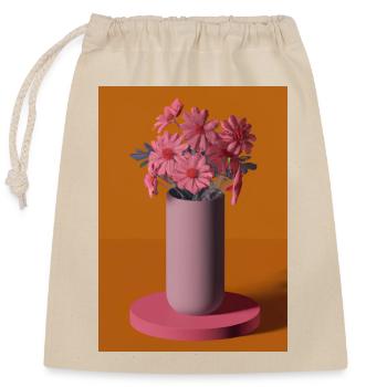 Fancy Blumen Vase - Verschließbarer Geschenkbeutel aus Baumwolle (25x30cm) - Natur - Vorne