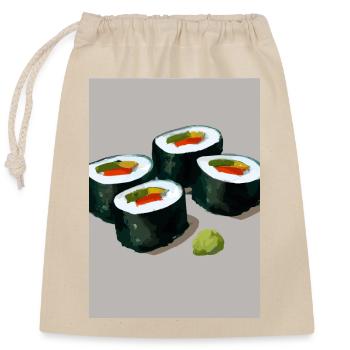 Sushi-Rollen - Verschließbarer Geschenkbeutel aus Baumwolle (25x30cm) - Natur - Vorne