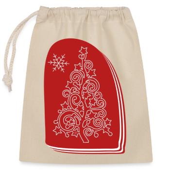 "Tree", Boho Line Art Design, Series "Xmas" - Closable cotton gift bag (25x30cm) - nature - Front