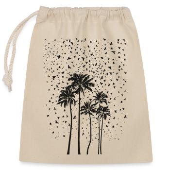 Flock of birds and a group of palm trees - Verschließbarer Geschenkbeutel aus Baumwolle (25x30cm) - Natur - Vorne