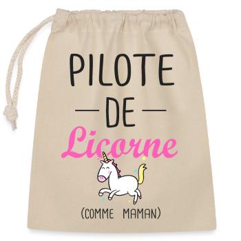 pilote de licorne maman anniversaire fille cheval - Sac cadeau en coton avec cordon (25 x 30 cm) - nature - Devant