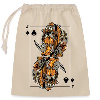 Nashorn Steampunk Kartenspiel Pik Jack Poker - Verschließbarer Geschenkbeutel aus Baumwolle (25x30cm) - Natur - Vorne