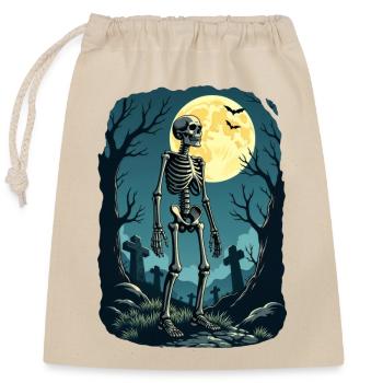 Skeleton in wood - Sac cadeau en coton avec cordon (25 x 30 cm) - nature - Devant