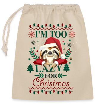 Style de Noël laid - Paresseux au chapeau de Père Noël - Sac cadeau en coton avec cordon (25 x 30 cm) - nature - Devant