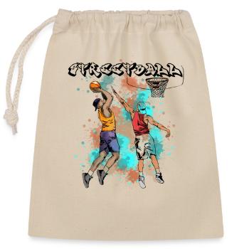 Basketball Action Illustration - Closable cotton gift bag (25x30cm) - nature - Front