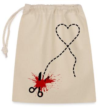 Coupe ici – chagrin d’amour et passion - Sac cadeau en coton avec cordon (25 x 30 cm) - nature - Devant
