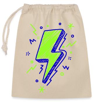 Éclairs illustrés en vert et bleu - Sac cadeau en coton avec cordon (25 x 30 cm) - nature - Devant