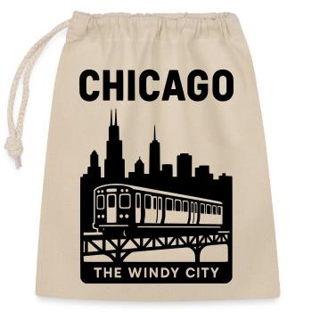 Chicago, États-Unis, Illinois - Sac cadeau en coton avec cordon (25 x 30 cm) - nature - Devant