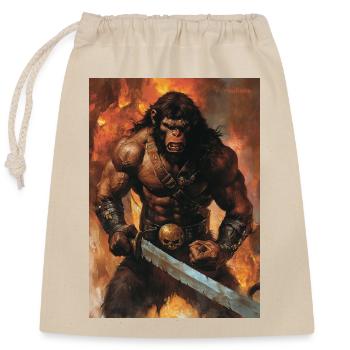 Heavy Metal Affe mit Schwert - Verschließbarer Geschenkbeutel aus Baumwolle (25x30cm) - Natur - Vorne
