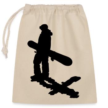 Snowboard - Verschließbarer Geschenkbeutel aus Baumwolle (25x30cm) - Natur - Vorne