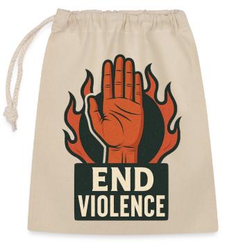 Flaming hand against violence - Closable cotton gift bag (25x30cm) - nature - Front