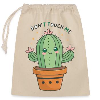 Kawaii-Kaktus: Fass mich nicht an - Verschließbarer Geschenkbeutel aus Baumwolle (25x30cm) - Natur - Vorne