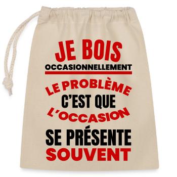 I occasionally drink humor aperitif - Closable cotton gift bag (25x30cm) - nature - Front